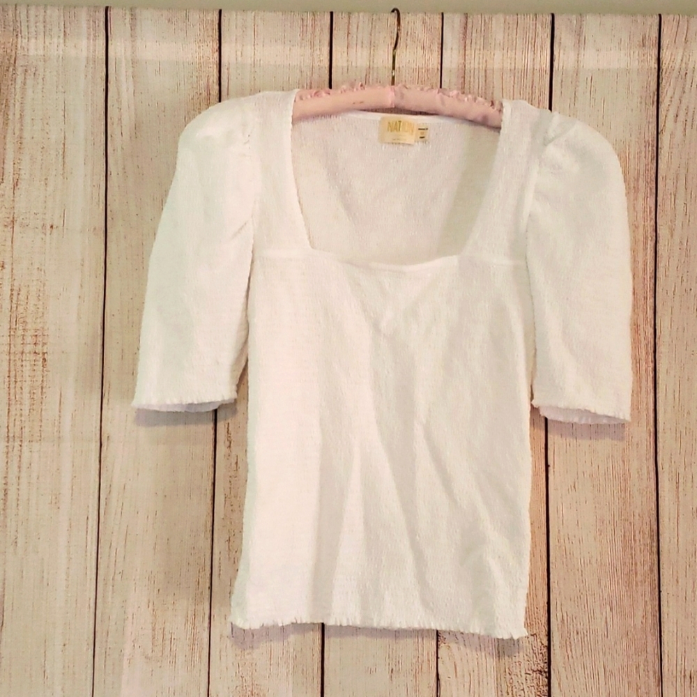 Nation Ltd white stretch top- square neck- size med